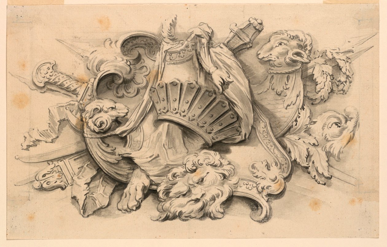 Entwurf für eine Trophäe aus Waffen von Unknown artist