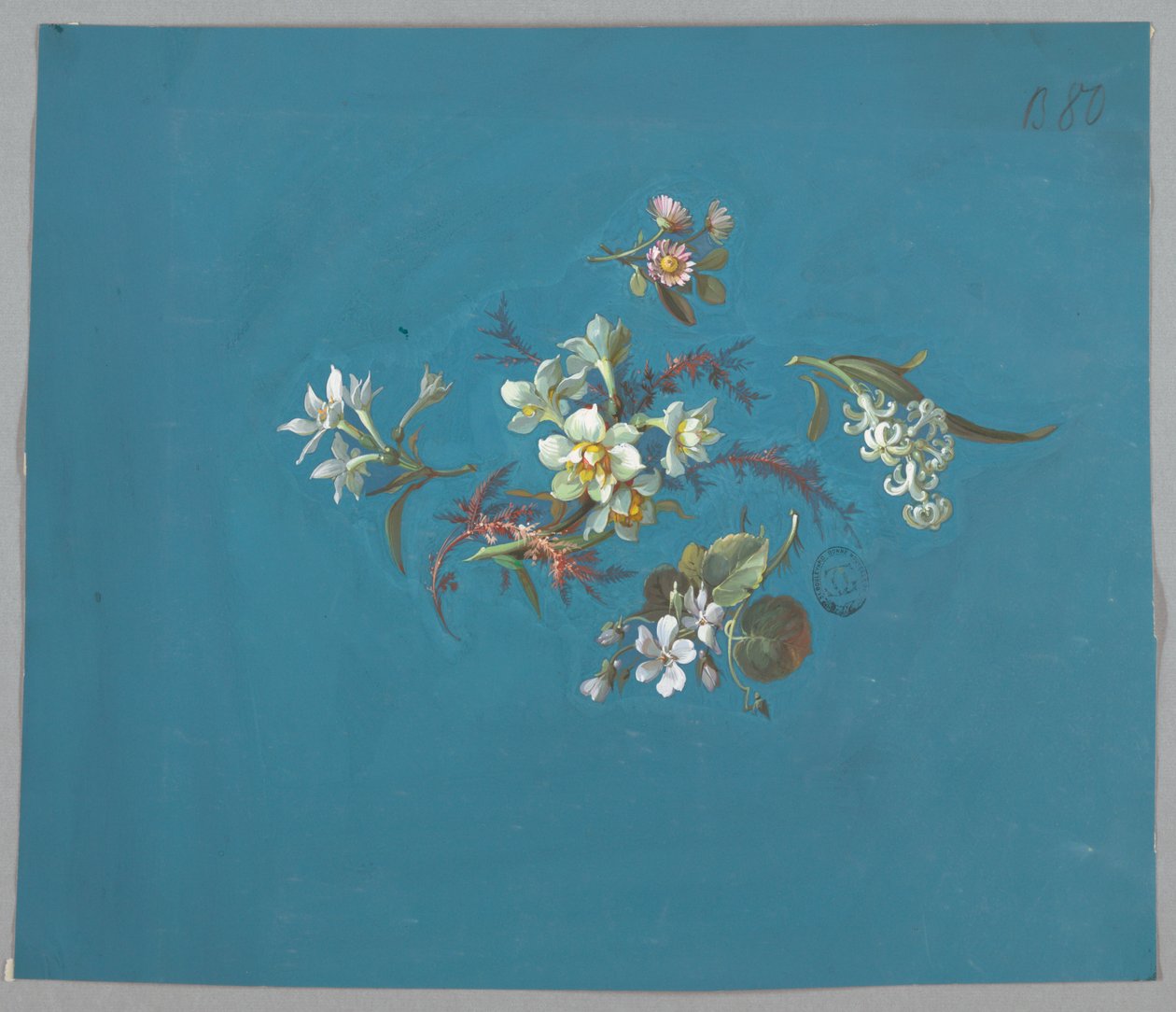 Entwurf für Tapeten und Textilien, Blumen von Unknown artist