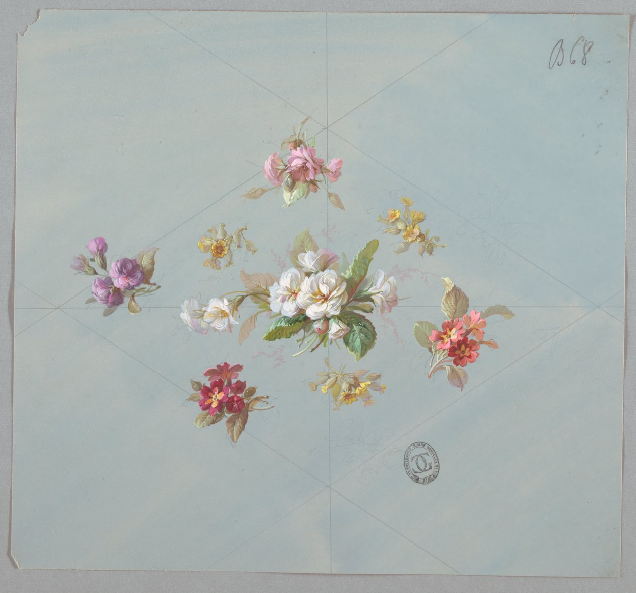 Entwürfe für Tapeten und Textilien: Blumen von Unknown artist