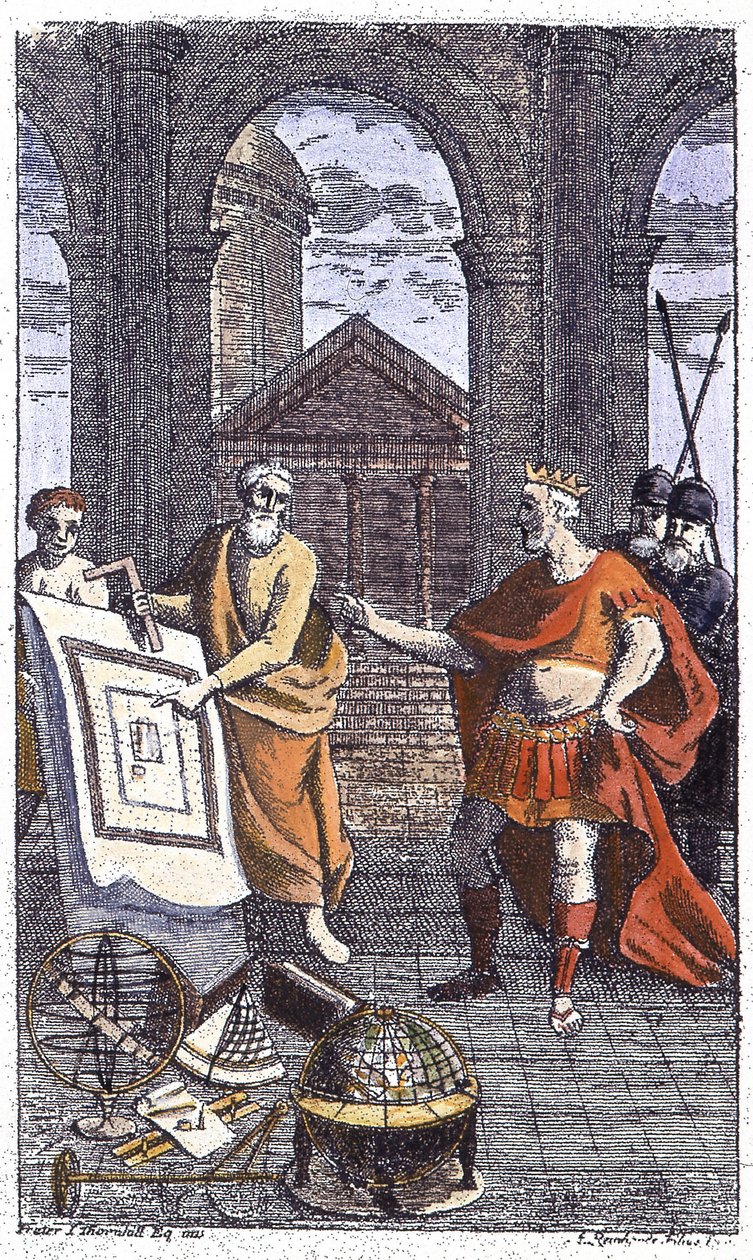 (Detail) „Geschichte der Verpflichtungen und Statuten der sehr ehrwürdigen Bruderschaft der Freimaurer“: Frontispiz graviert von Reinhardt Jr. (1742) von Unknown artist