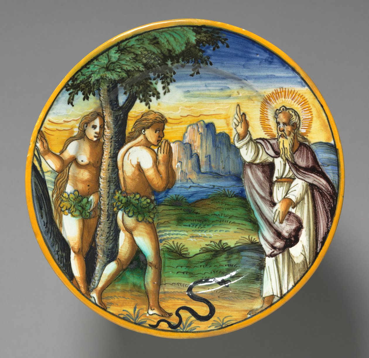 Teller mit Darstellung der Vertreibung von Unknown artist