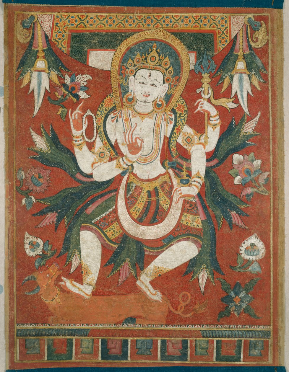 Doppelseitiges Gemaltes Banner (Paubha) mit Gott Shiva von Unknown artist