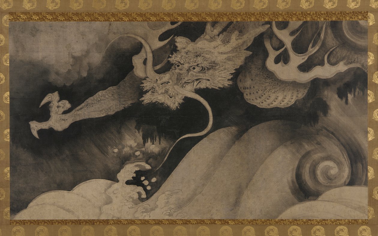 Drache, Wellen und Wolken von Unknown artist
