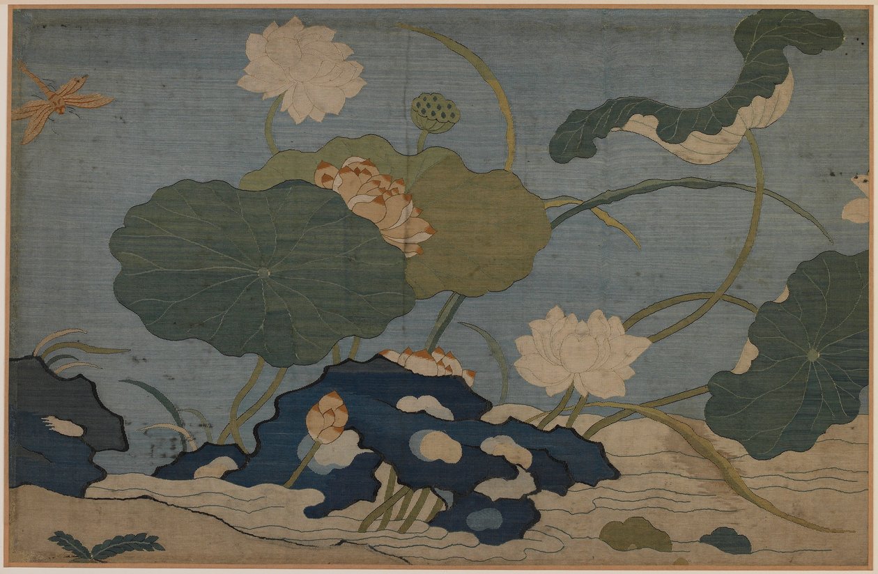 Libelle und Lotusblumen von Unknown artist