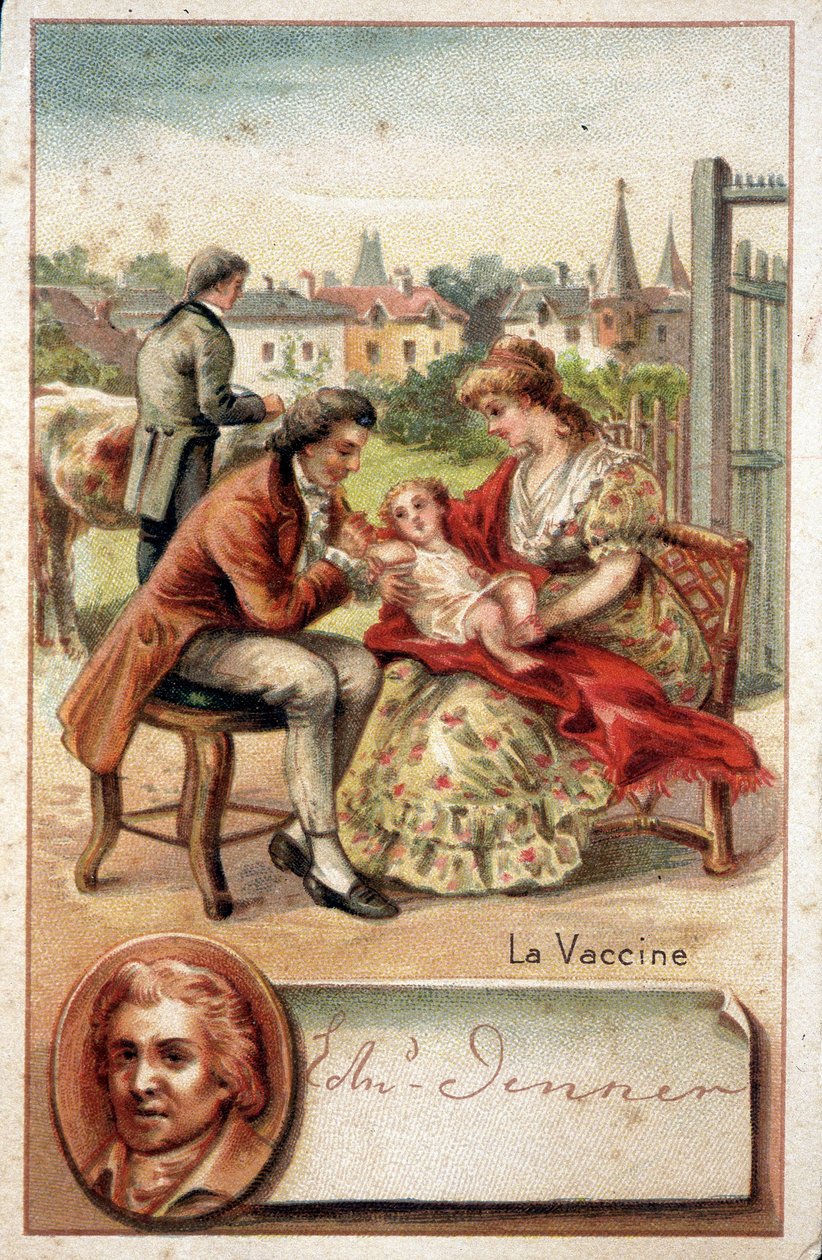 Edward Jenner (1749-1823), ein englischer Arzt, impft ein Kind mit dem Pockenvirus im Jahr 1796 von Unknown artist