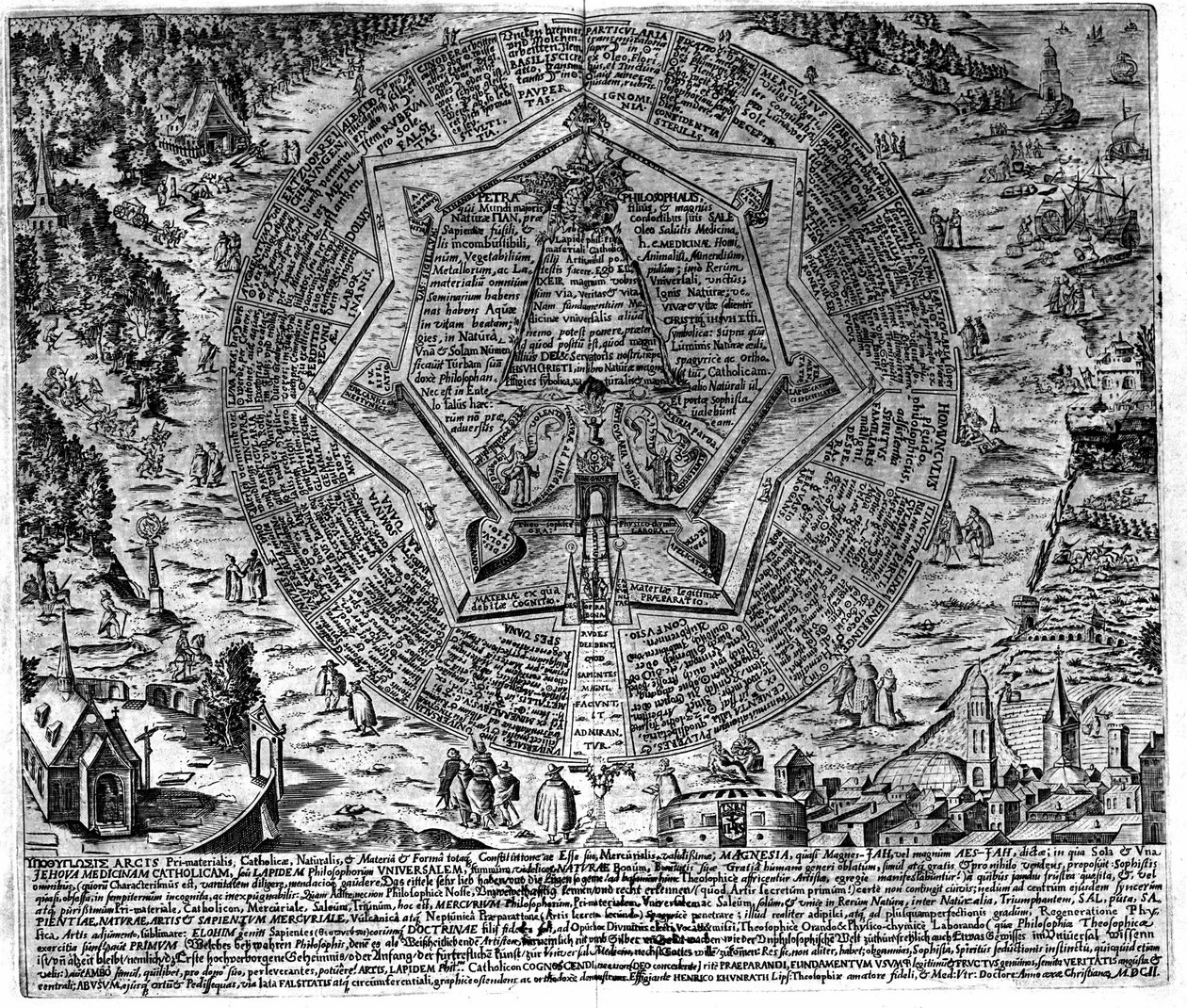 Gravur des „Amphitheatrum sapientiae aeternae“ (Amphitheater der ewigen Weisheit) (Hamburg: s.n.) von Unknown artist