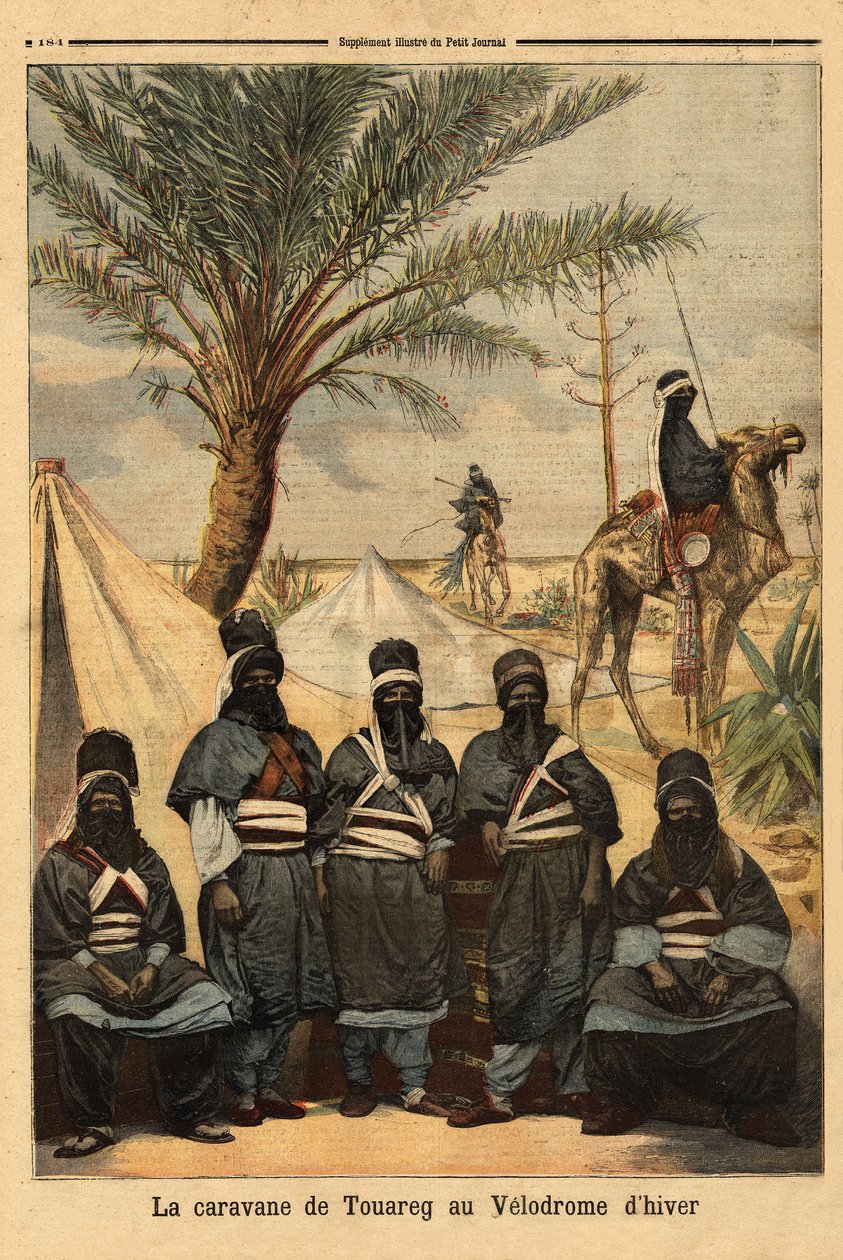 Ausstellung der Karawane der Tuareg im Wintervelodrom. Gravur in „Le petit journal“ 4/06/1894. Sammlung Selva. von Unknown artist