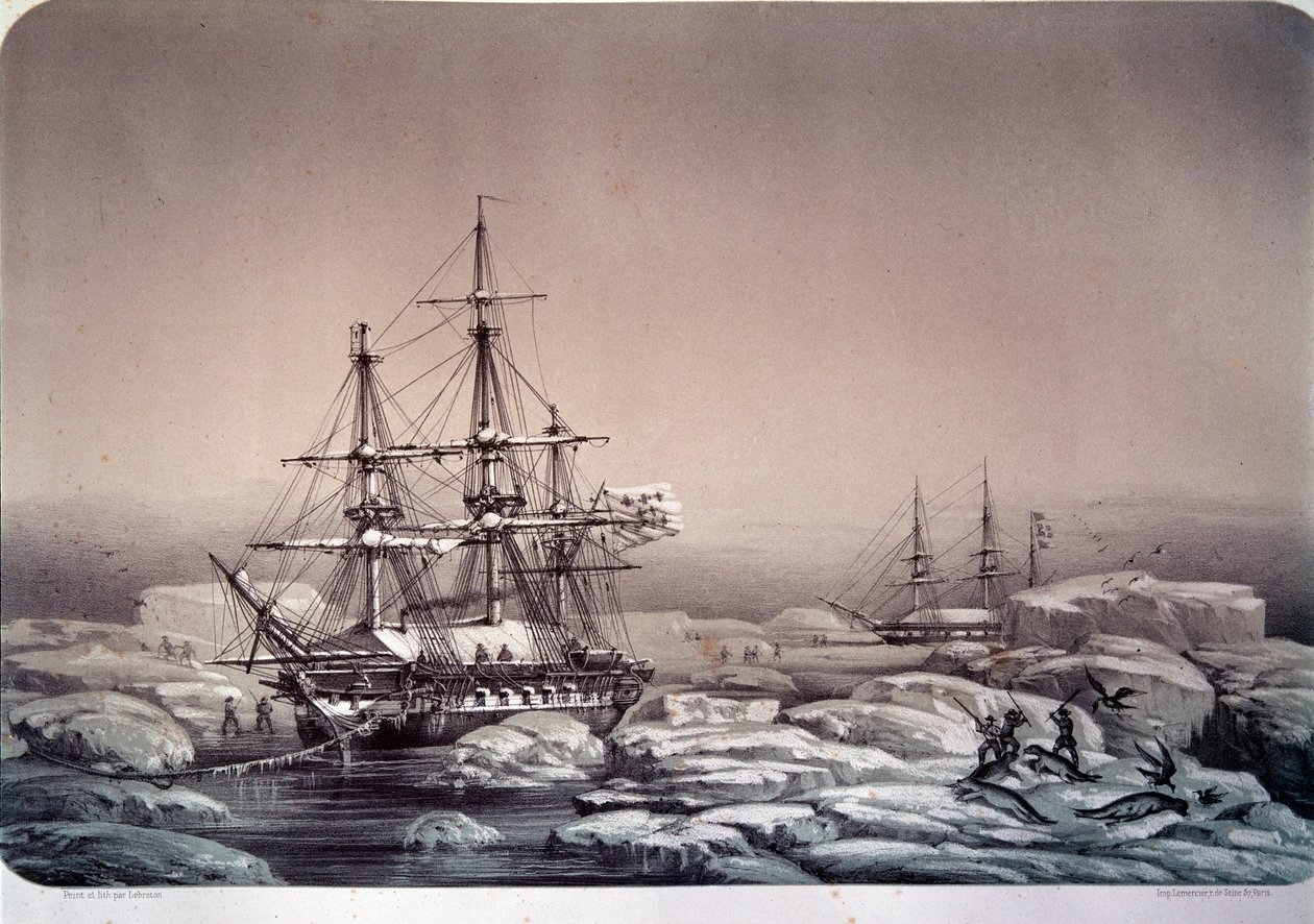 Expeditionen in der Antarktis: das Schiff „Astrolabe“ (neuer Name der „Shell“) von Jules Dumont d