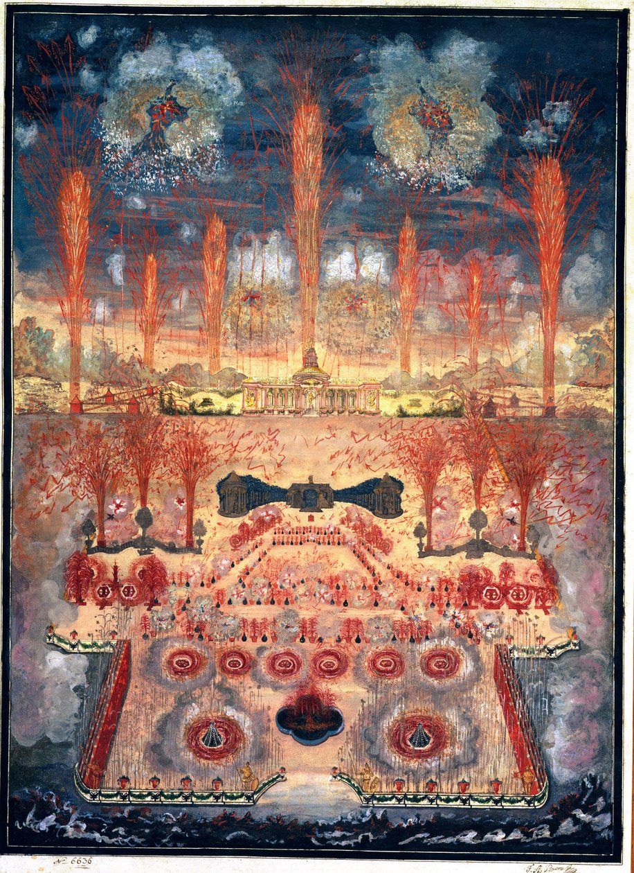Feuerwerk und Illuminationen am 16. Juni 1744 in Moskau von Unknown artist