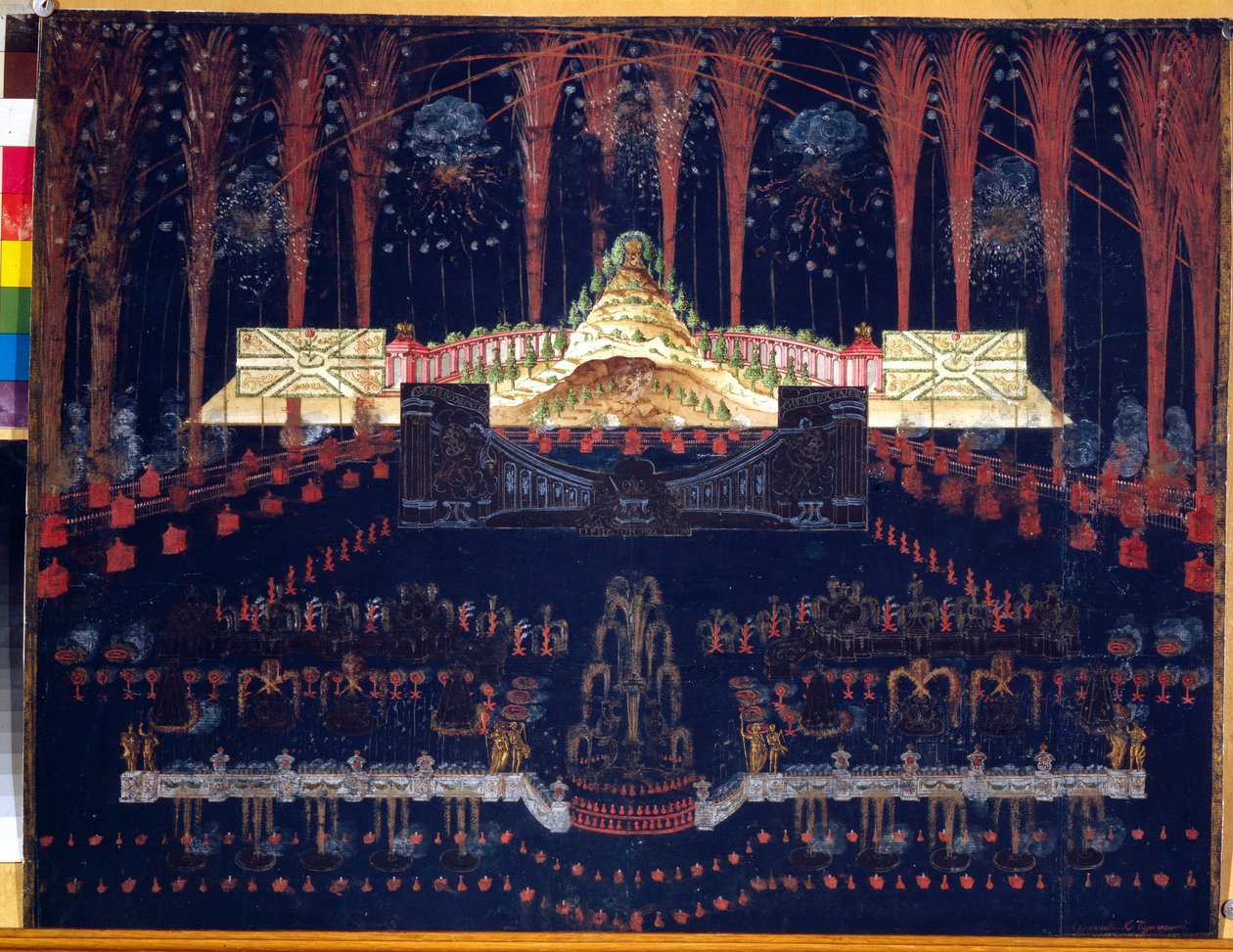Feuerwerk und Illuminationen am 25. April 1742 in Moskau von Unknown artist