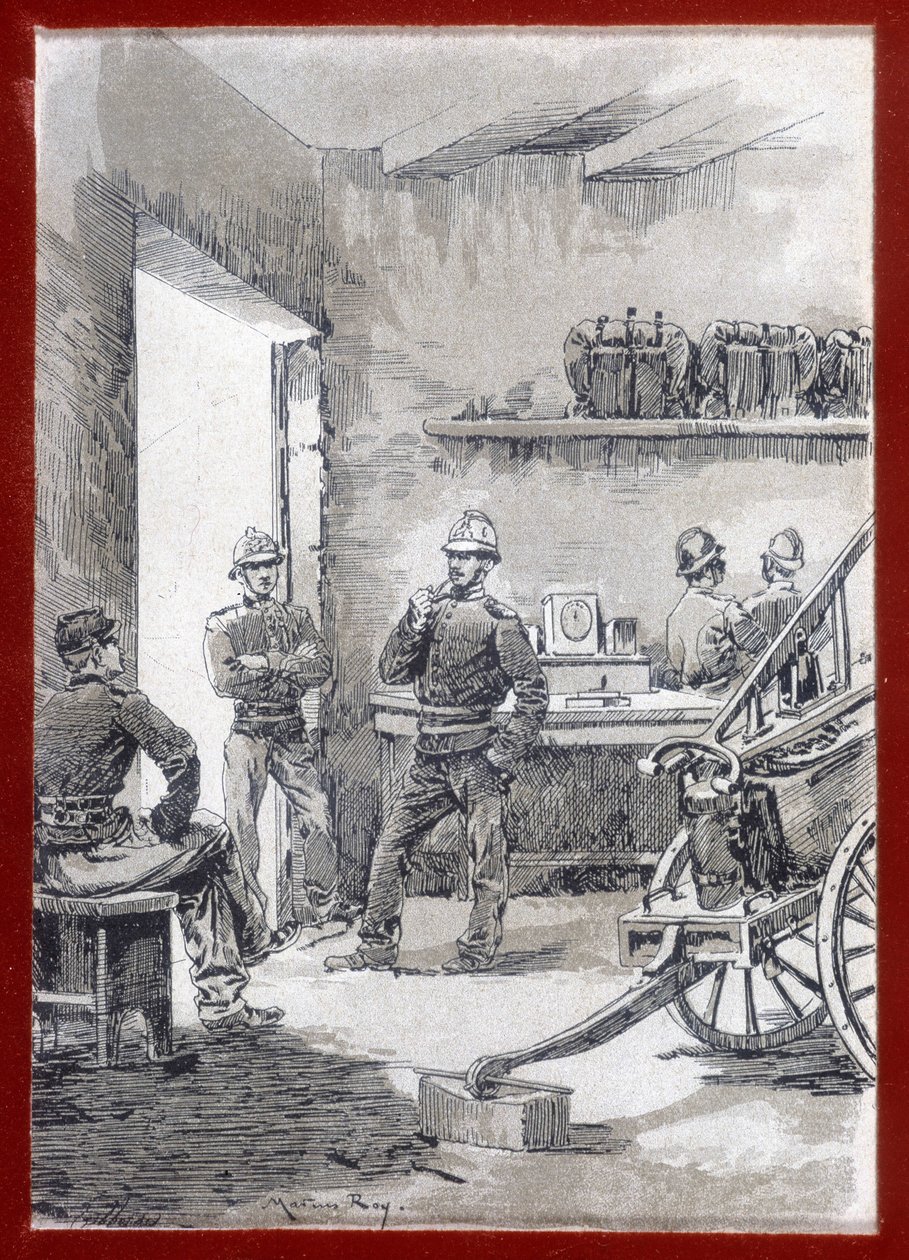 Feuerwehrleute in einer Kaserne: Stadtposten - n.d. von Unknown artist