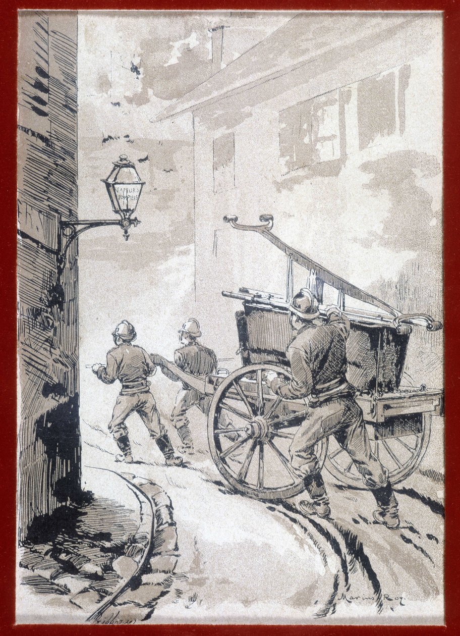 Feuerwehrleute: Abfahrt der Post von Unknown artist