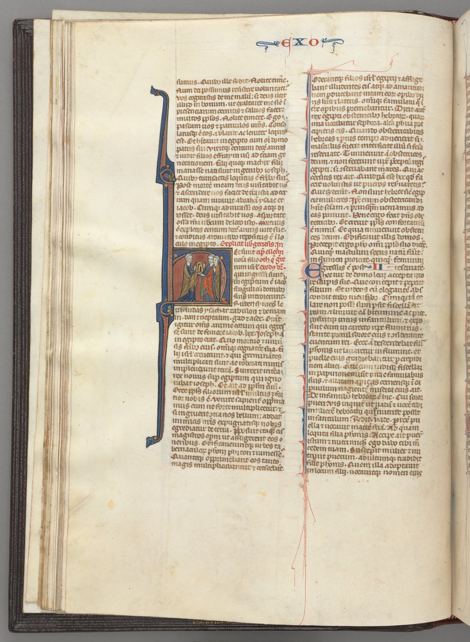 Fol. 20v, Exodus, historisierte Initiale H, Moses und zwei Anhänger mit den Gesetzestafeln von Unknown artist