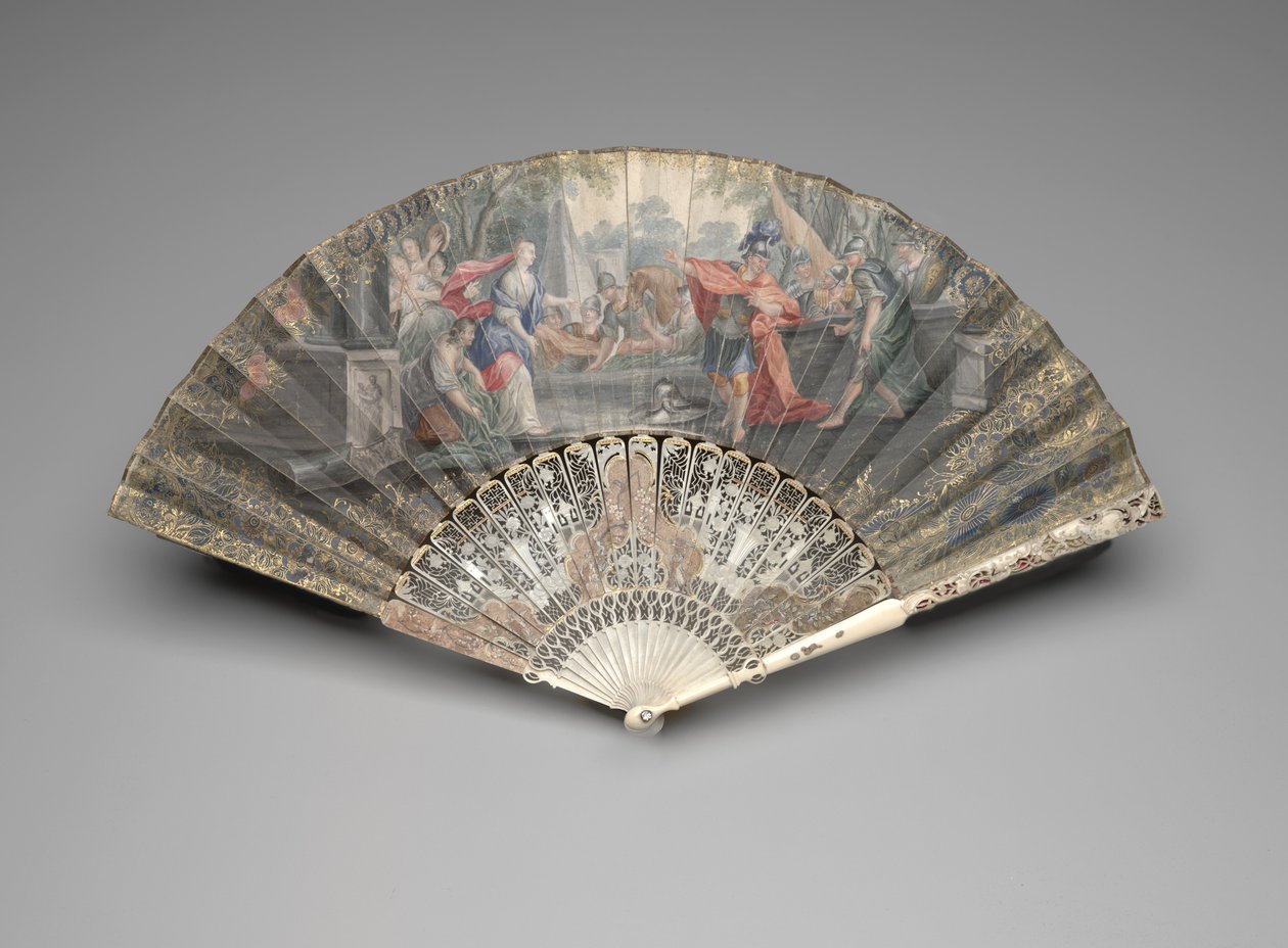 Faltfächer mit Jephta, der seine Tochter trifft, ca. 1740er-50er von Unknown artist