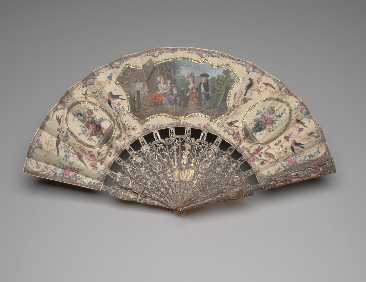 Faltfächer mit einer Szene eines Besuchs bei der Amme, ca. 1780 von Unknown artist