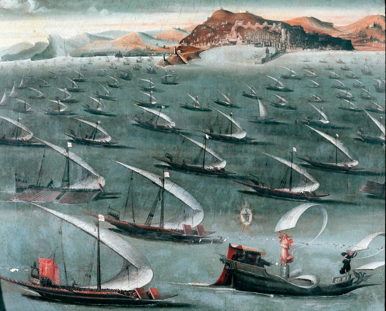 Französische Flotte vor der Stadt Genua von Unknown artist