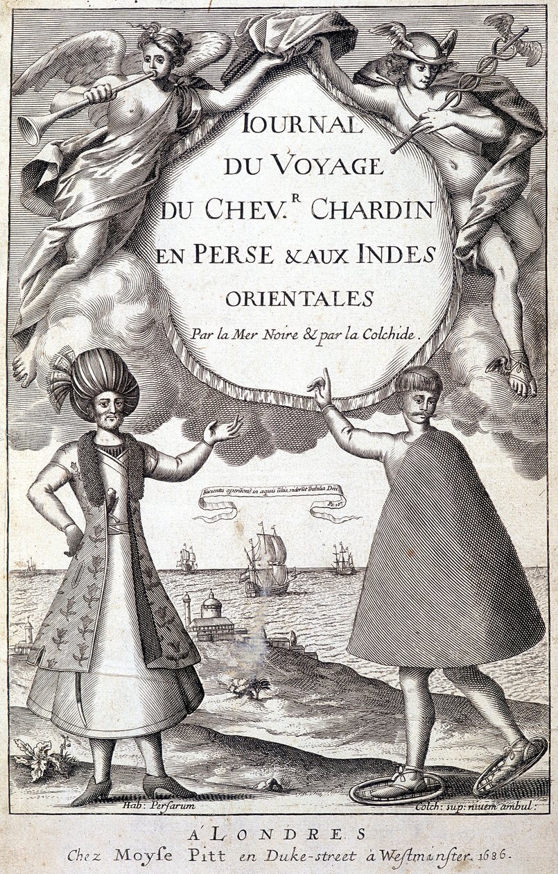 Frontispiz von „Tagebuch der Reise des Ritters Chardin, Persien und die Ostindien, über das Schwarze Meer und die Kolchis“ von Unknown artist