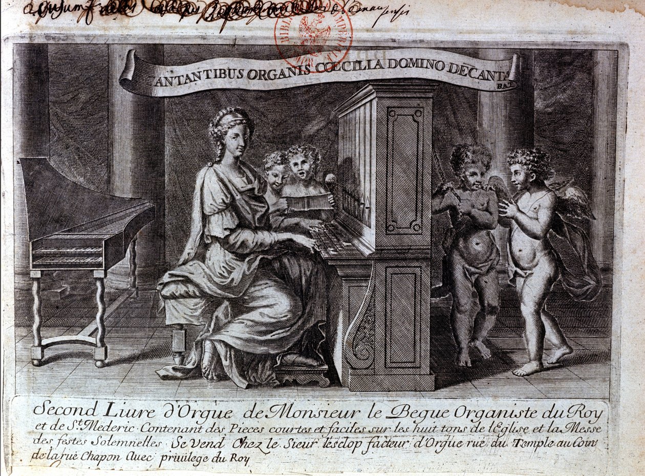 Frontispiz des zweiten Orgelbuchs von Herrn Nicolas Lebègue. Französischer Komponist 1631 bis 1702. Organist im Dienst von Ludwig XIV. Paris BNF von Unknown artist