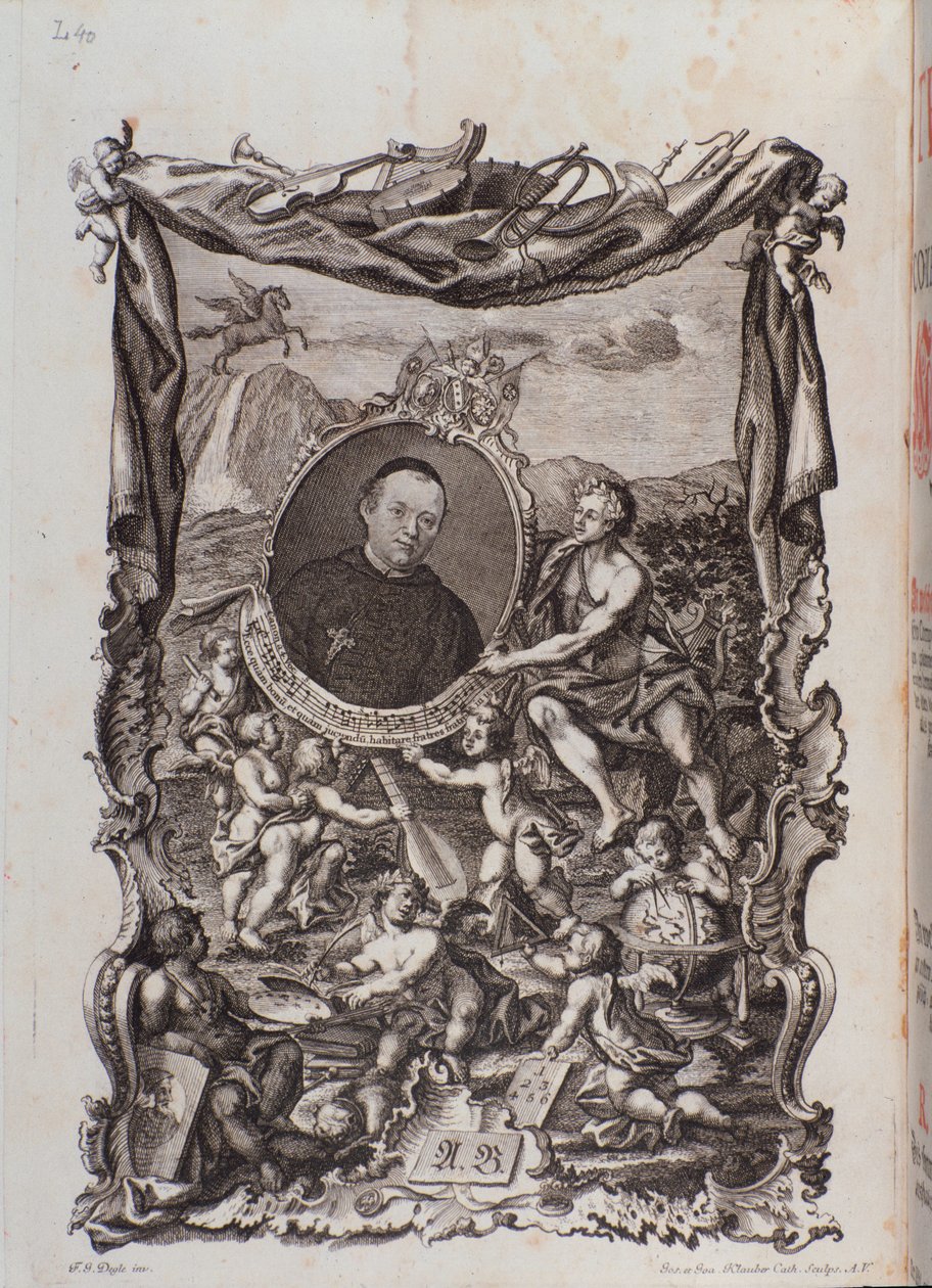 Frontispiz mit Porträt von Tractatus musicus von Meinrad Spiess von Unknown artist