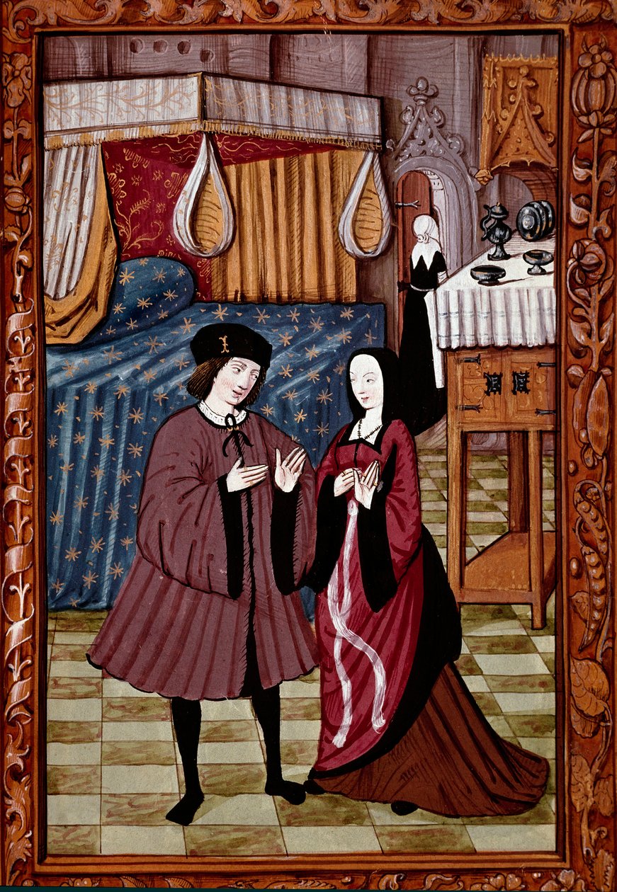 Galantes Treffen in einem Schlafzimmer von Unknown artist