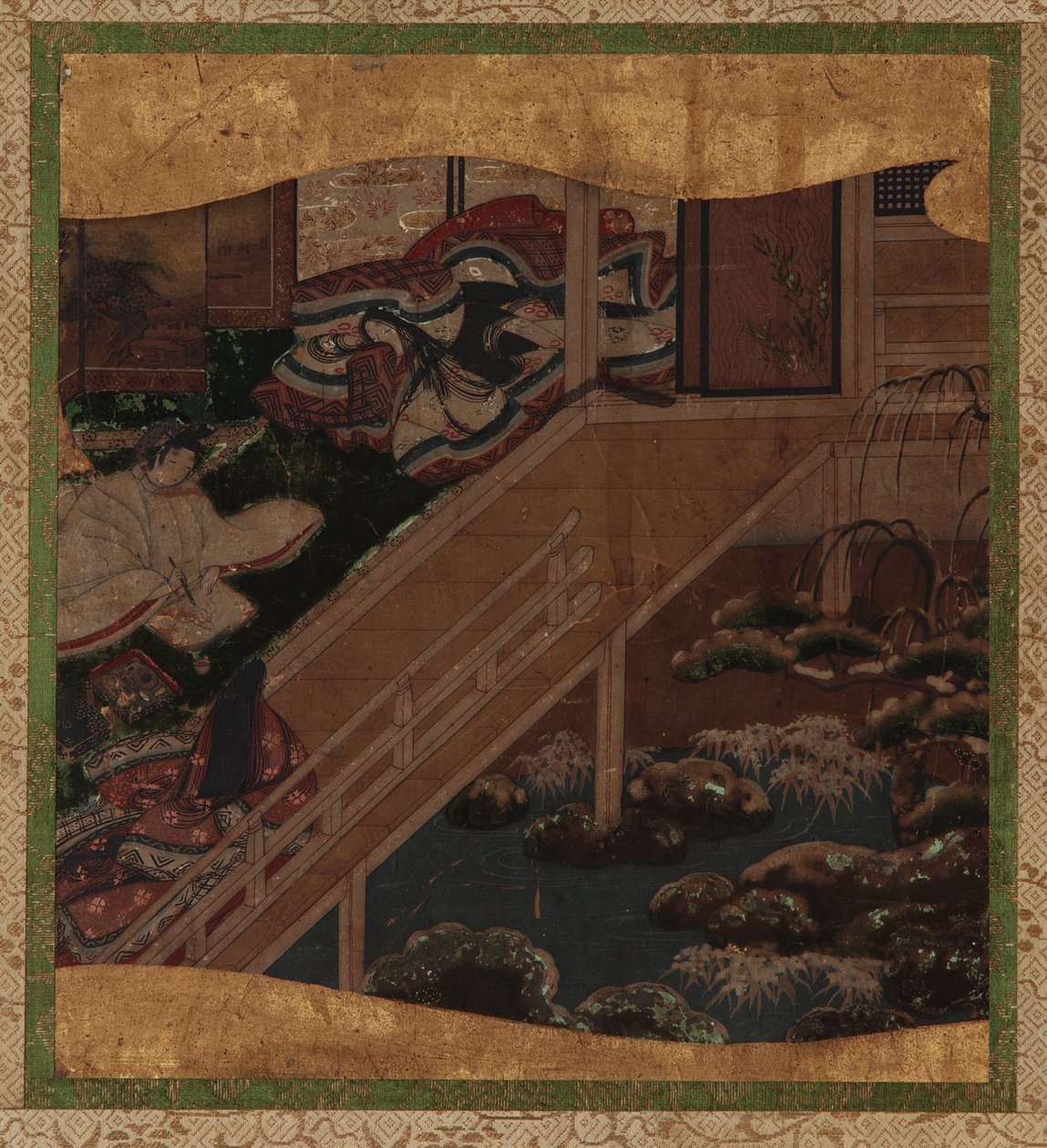 Garten und Innenraum: ein Künstler malt das Porträt einer Dame von Unknown artist