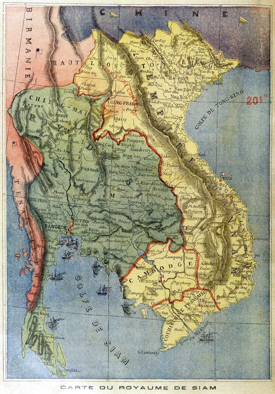 Geografische Karte des Königreichs Siam - in „Le petit journal“ von Unknown artist