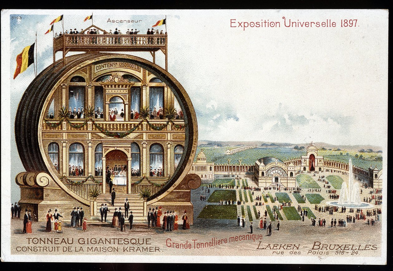 Gigantisches Fass - Maison Kramer - Weltausstellung 1897 in Brüssel von Unknown artist