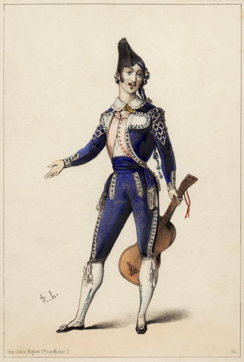 Giorgio Ronconi in der Rolle des Figaro in Gioacchino A. Rossinis Oper Der Barbier von Sevilla von Unknown artist