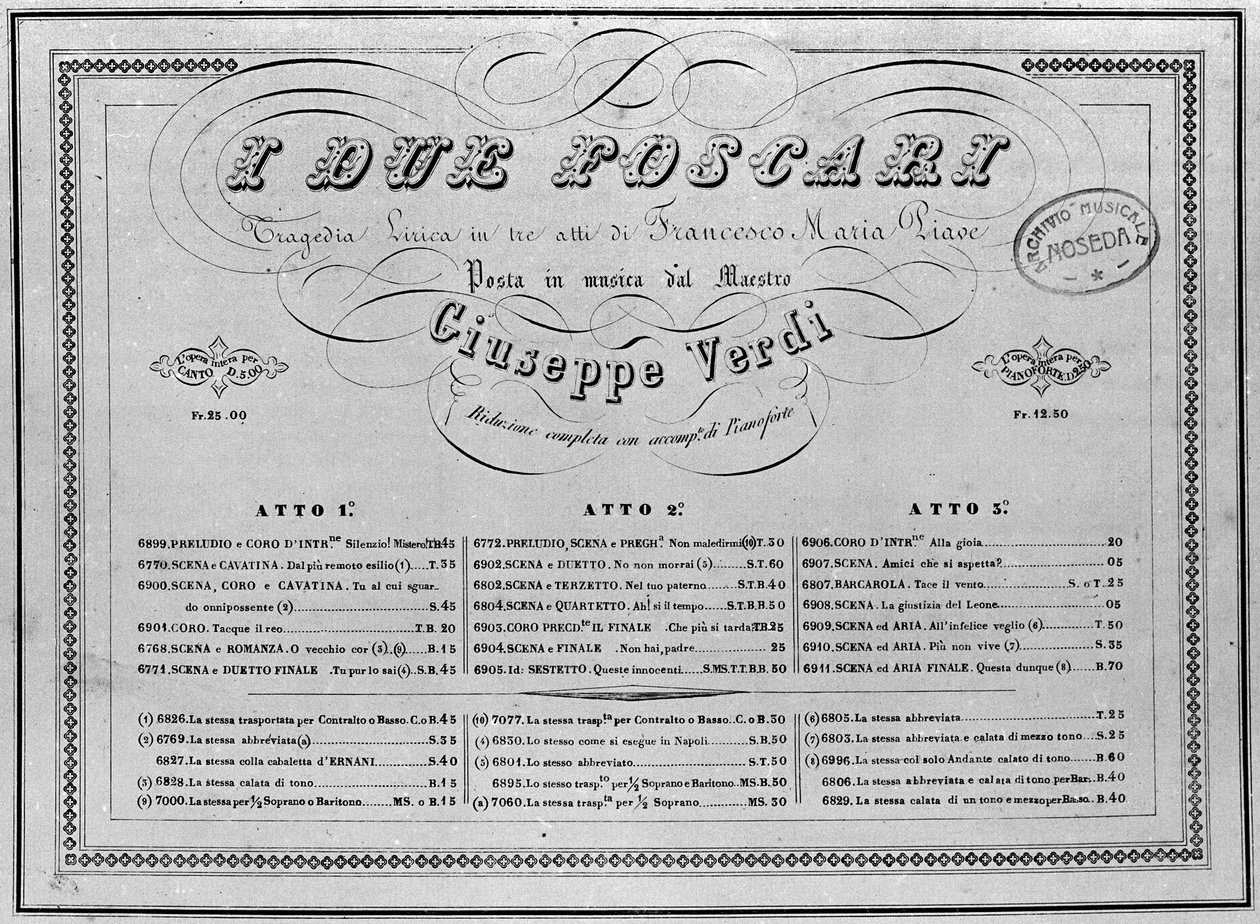 Giuseppe Verdi: Notenblatt für Klavier der Oper 