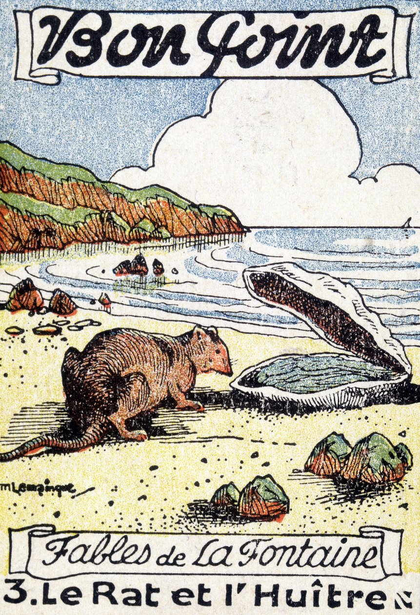 Gute Pointe illustriert durch Jean de La Fontaines Fabel „Die Ratte und die Auster“. von Unknown artist