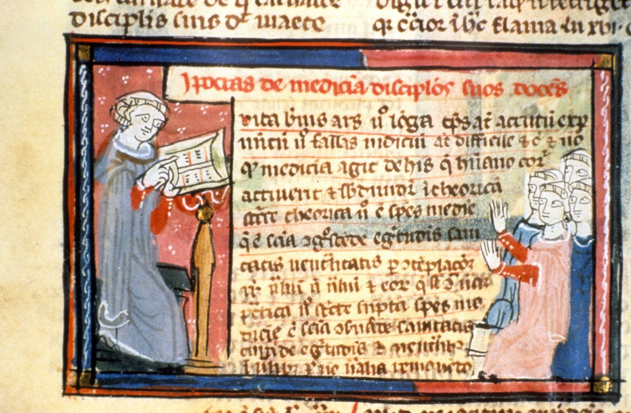 Hippokrates (-460 - -377) gibt ein Rennen - Illuminierung des Mittelalters (ref. 418) von Unknown artist