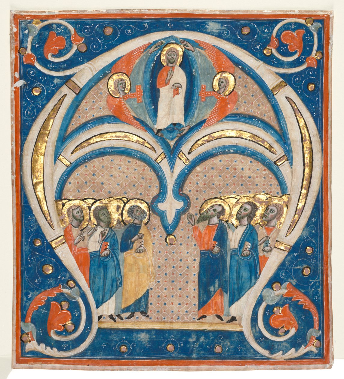 Historiierte Initiale (A) aus einem Responsorial: Christus in Majestät mit Heiligen von Unknown artist