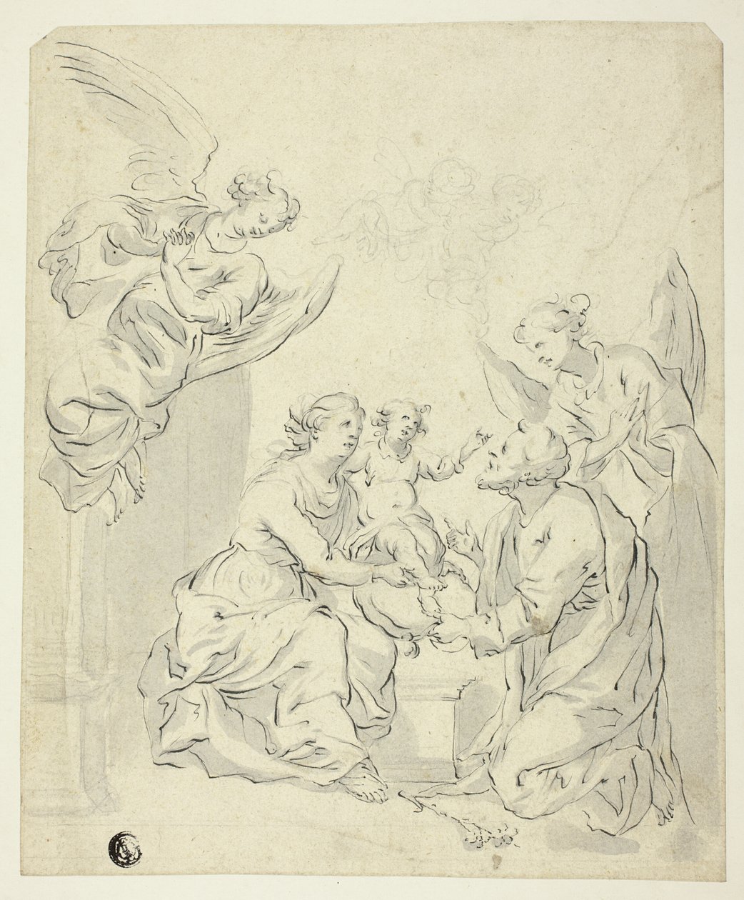 Heilige Familie mit Engeln von Unknown artist