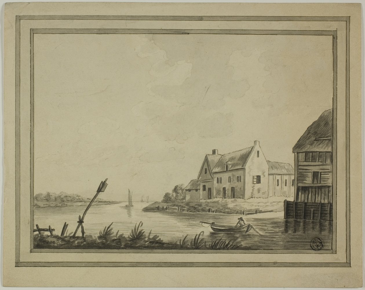 Häuser am Fluss oder Kanal von Unknown artist