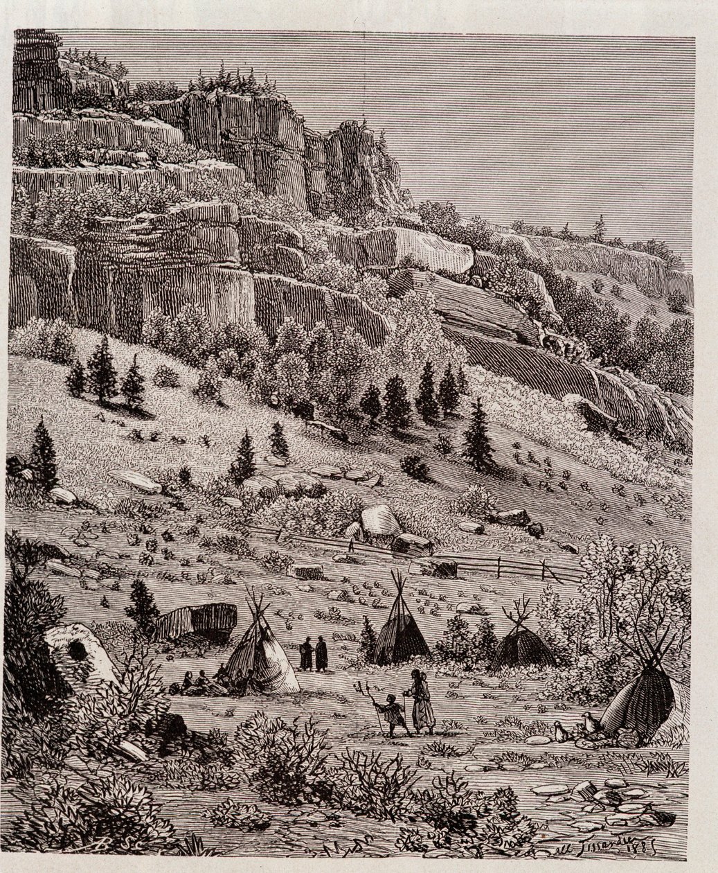 Indianerlager im Kaibab-Wald, USA - in „Tour du Monde“ von Unknown artist