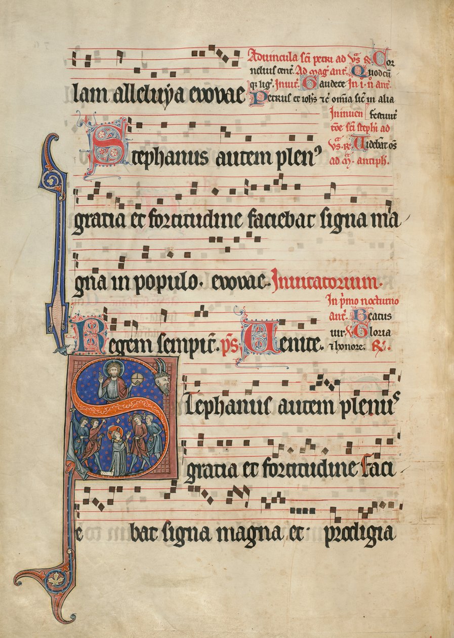 Initiale S: Die Steinigung des Heiligen Stephanus von Unknown artist