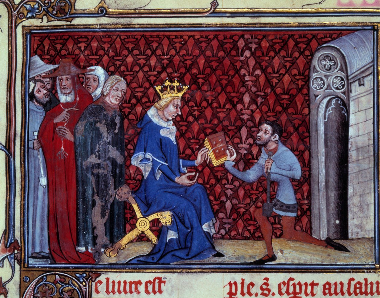 Jacques Bauchant präsentiert sein Buch König Karl V. Miniatur aus 