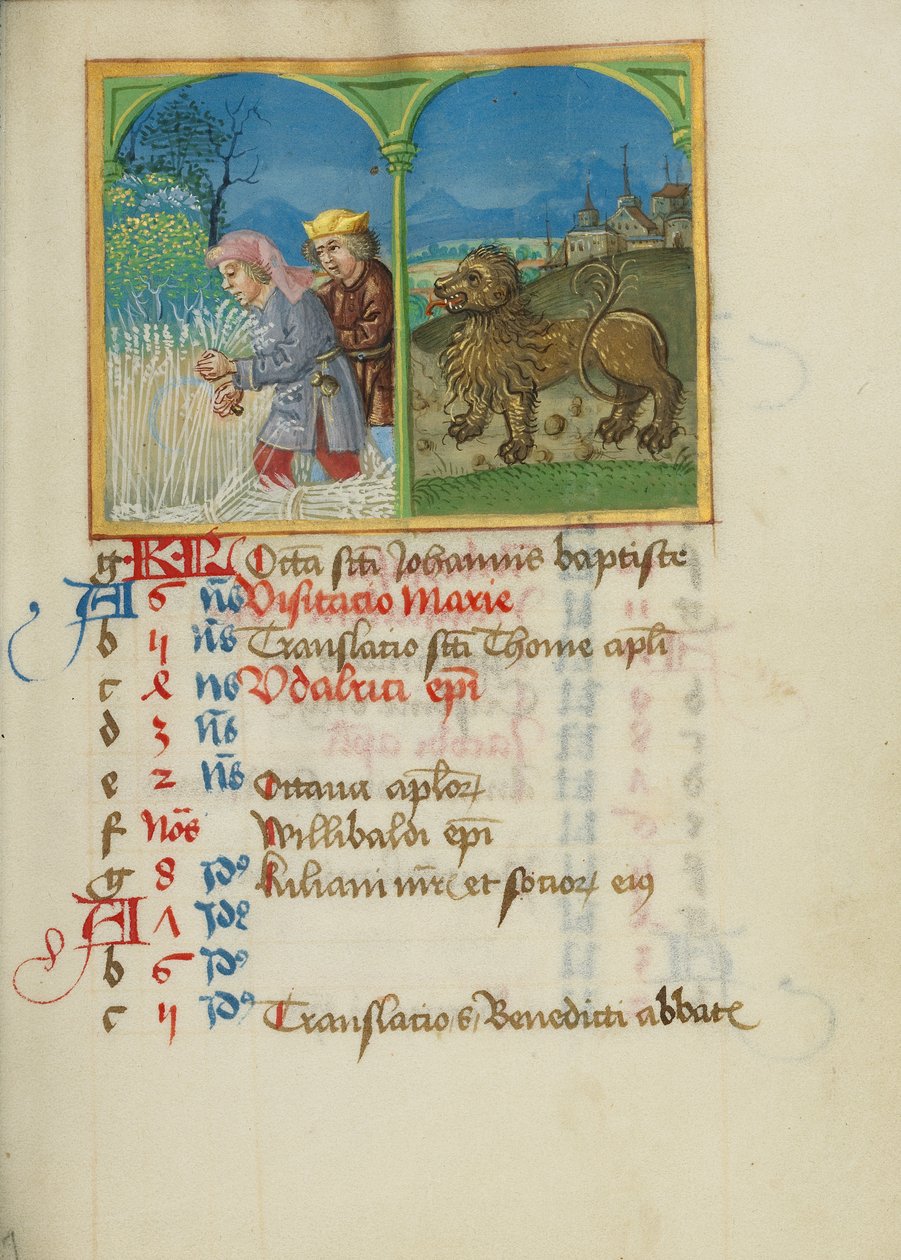 Julikalenderseite; Ernte; Löwe von Unknown artist