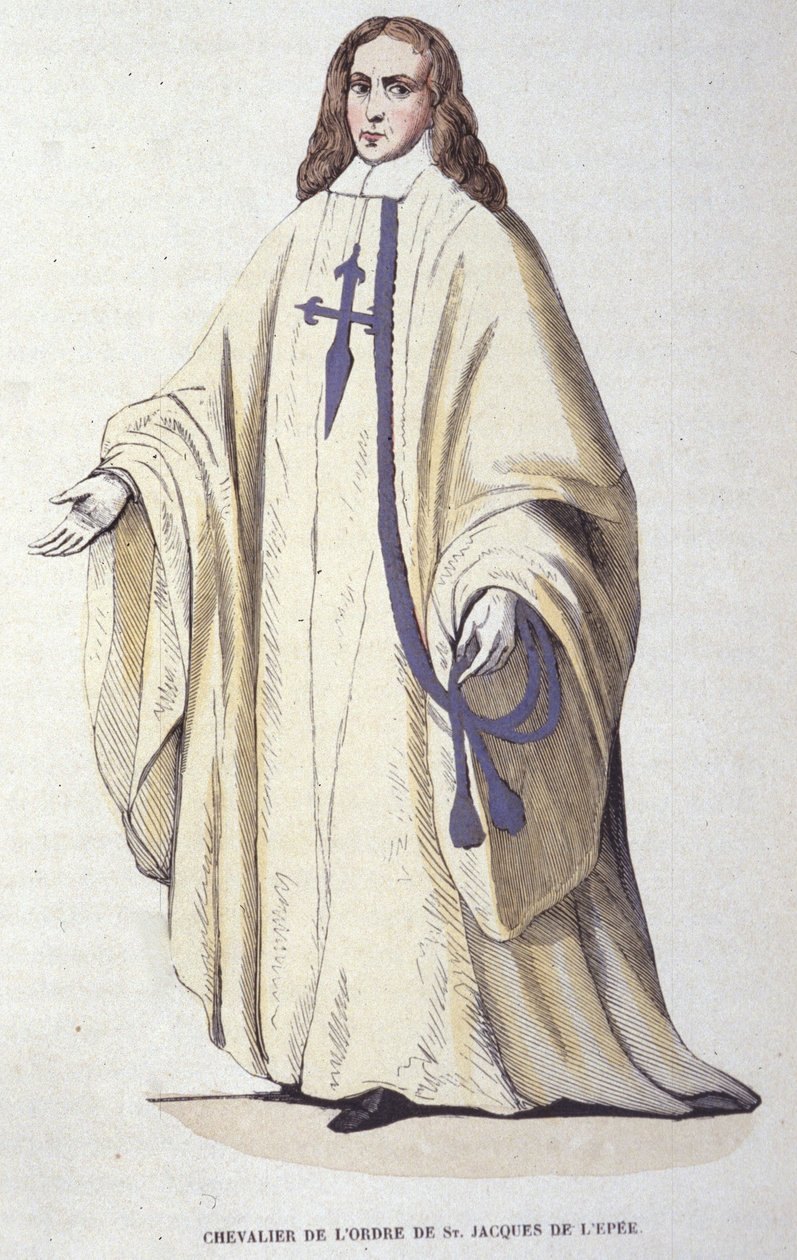 Ritter des Ordens von Santiago, militärischer Orden, der 1170 in Spanien gegründet wurde. Gravur des 19. Jahrhunderts. von Unknown artist