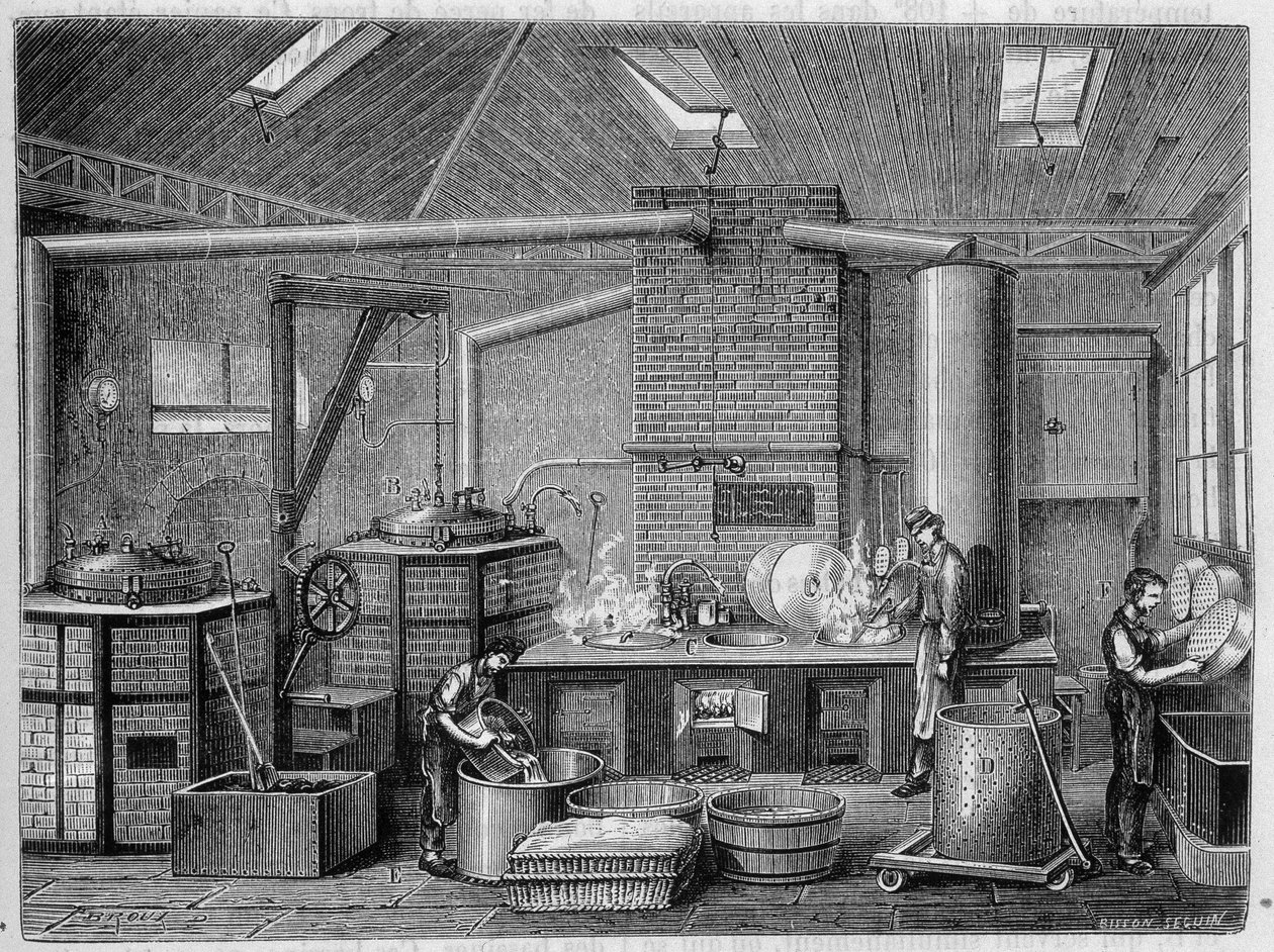 Labor für die Zubereitung von Konserven - in „Die Wunder der Industrie“ von Louis Figuier von Unknown artist