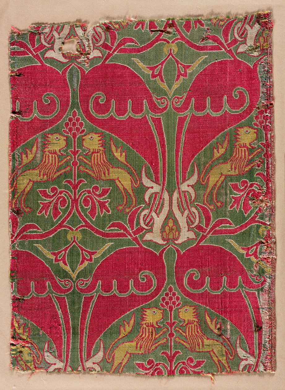 Lampas mit aufsteigenden Löwen, Palmetten und Wappenschilden von Unknown artist