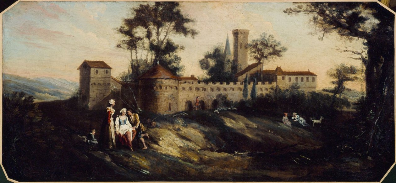 Landschaft mit befestigter Burg. Zwischen 1701 und 1800 von Unknown artist