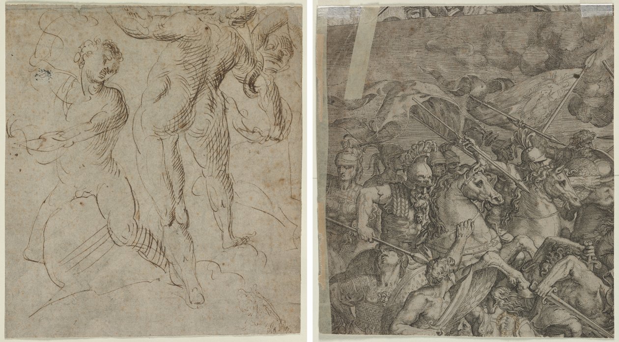 Laokoon (recto); Schlacht an der Milvischen Brücke (Fragment) (verso) von Unknown artist