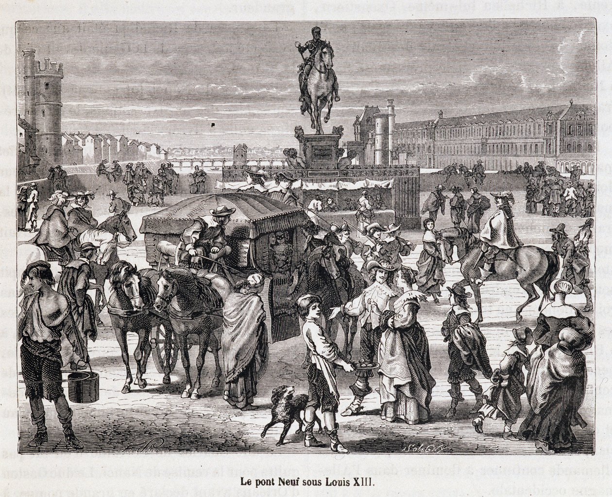Le Pont Neuf unter Ludwig XIII - Gravur des 19. Jahrhunderts von Unknown artist