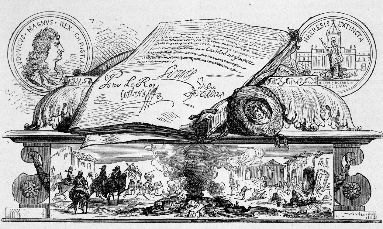 Ludwig XIV. unterzeichnet die Aufhebung des Edikts von Nantes. von Unknown artist