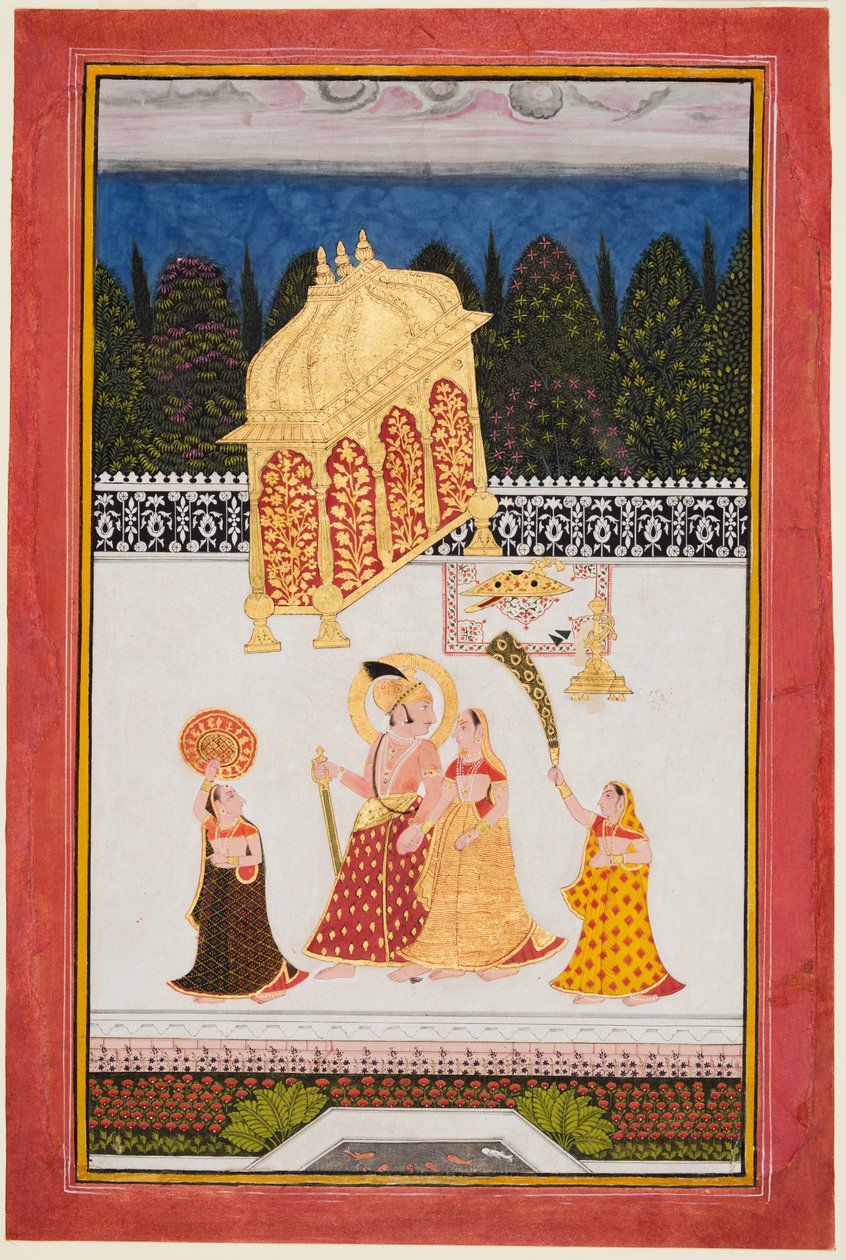 Maharana Ari Singh II von Mewar (r. 1761–73) mit seiner Gemahlin auf einer Terrasse von Unknown artist