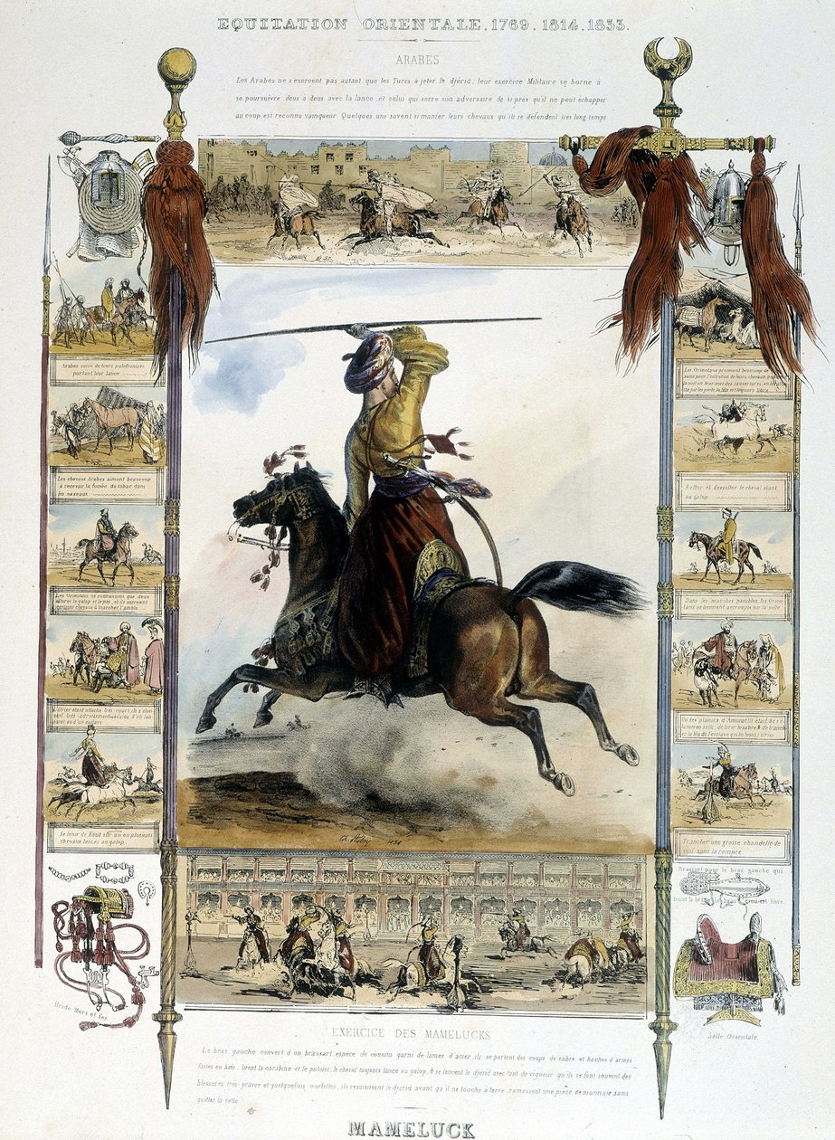 Mameluck (Östliches Reiten) - in „Picturesque History of Ancient and Modern Horseback Riding“ von Charles Aubry von Unknown artist