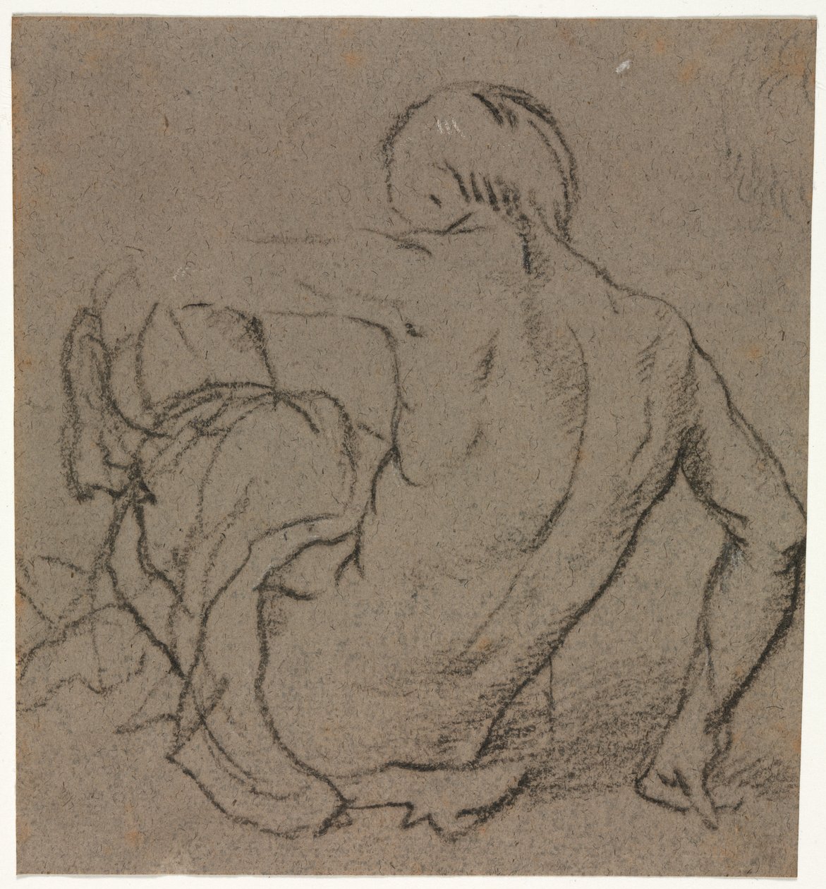 Sitzender Mann auf dem Boden, von hinten gesehen (recto) von Unknown artist