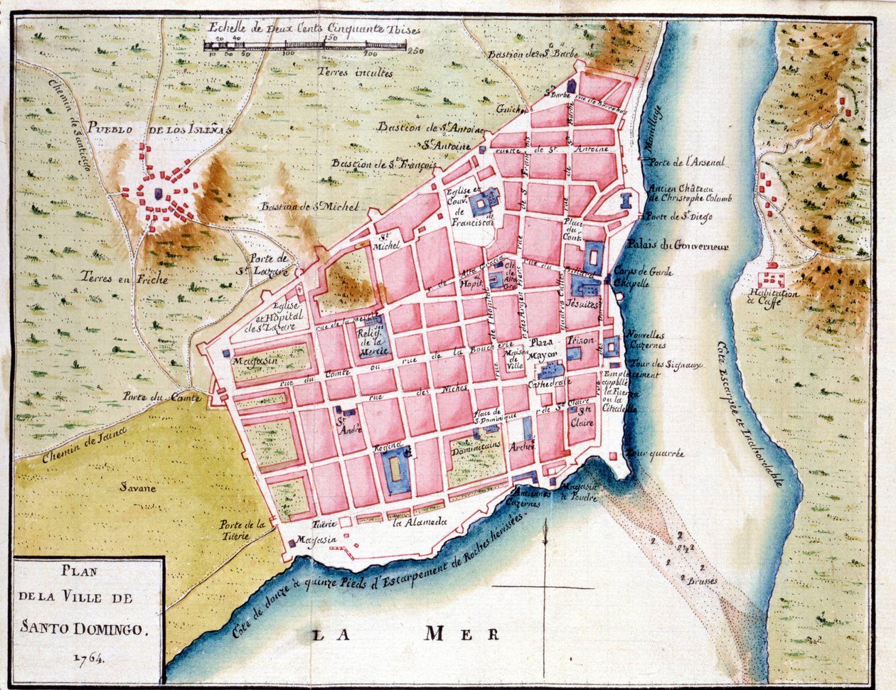 Manuskriptkarte der Stadt Santo Domingo von Unknown artist