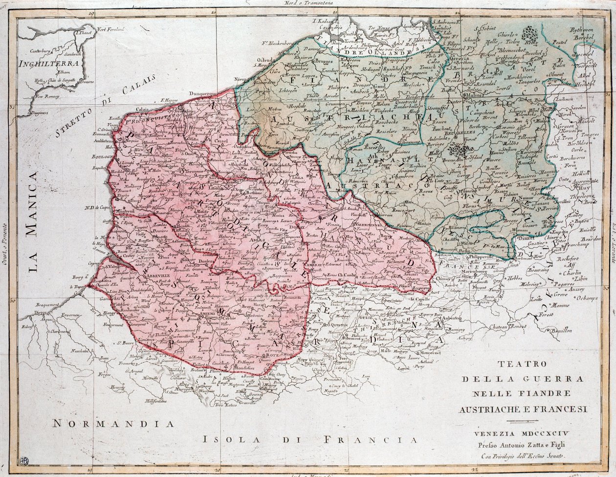 Karte der Flandern-Kampagne zwischen französischer und österreichischer Armee von Unknown artist